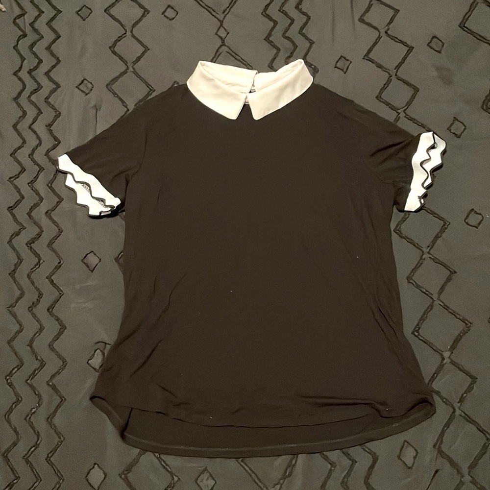 Misia Black and White Collared Shirt